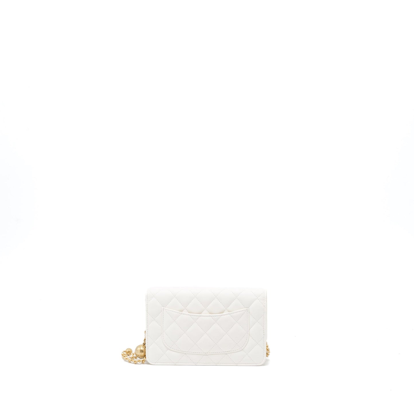 Chanel Pearl Crush Wallet on Chain Lambskin White GHW (Microchip)