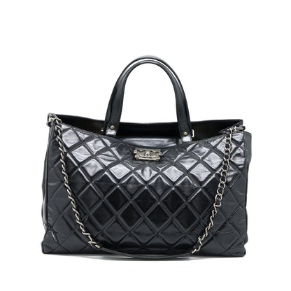 Chanel Large Tote Bag Calfskin Black Ruthenium Hardware