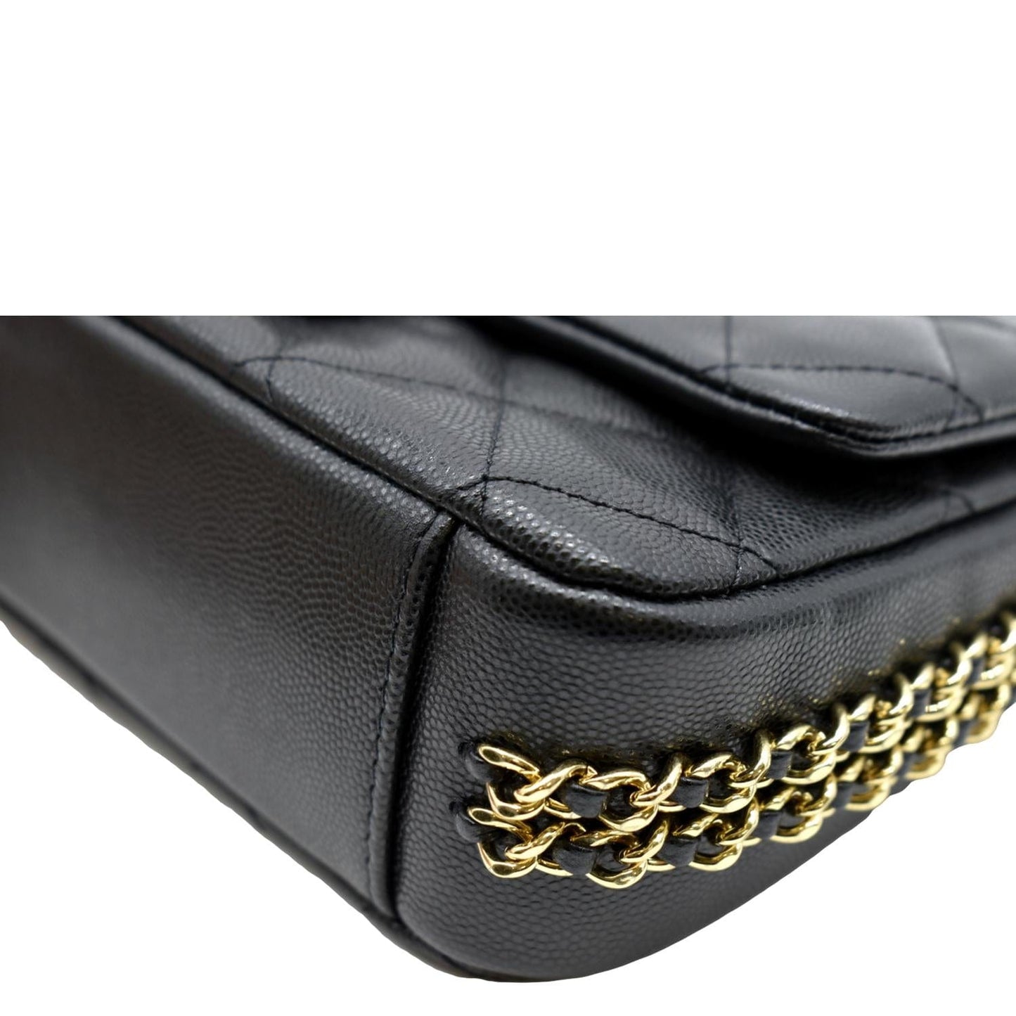 CHANEL Mini Flap Grained Calfskin Leather Shoulder Bag Black