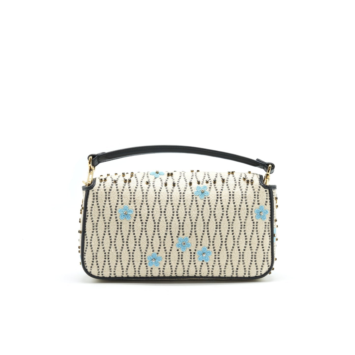 FENDI Baguette Iconic Medium White Raffia Purse Multicolor