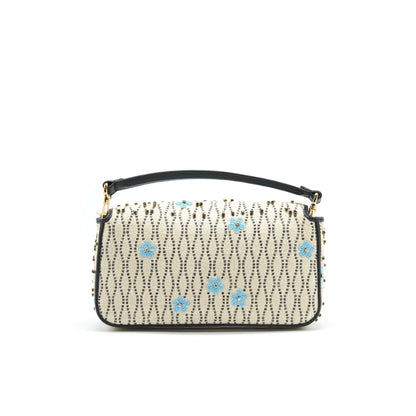 FENDI Baguette Iconic Medium White Raffia Purse Multicolor