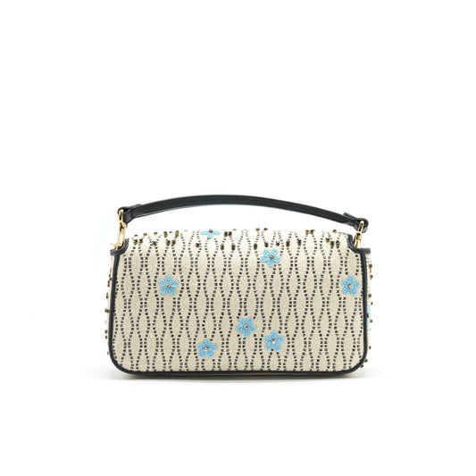 FENDI Baguette Iconic Medium White Raffia Purse Multicolor