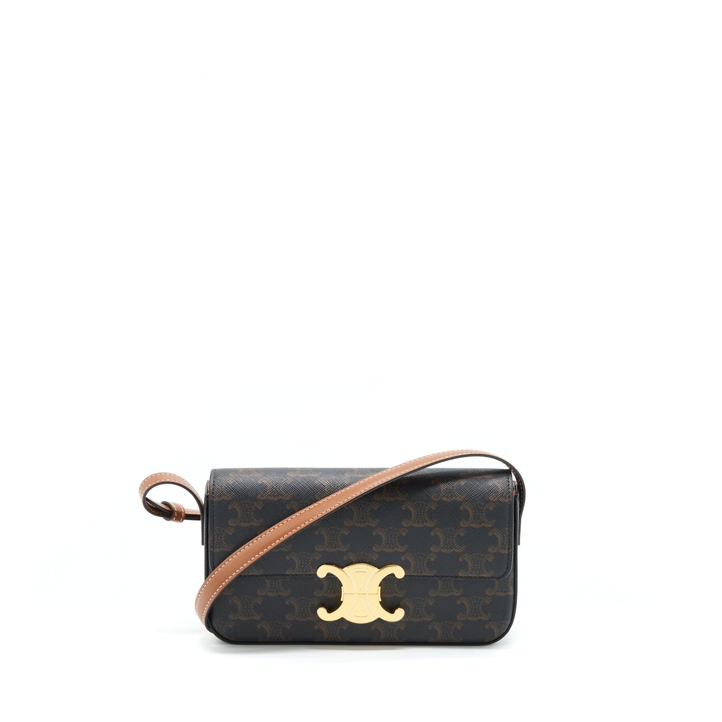 Celine Triomphe Mini Purse Calfskin Tan