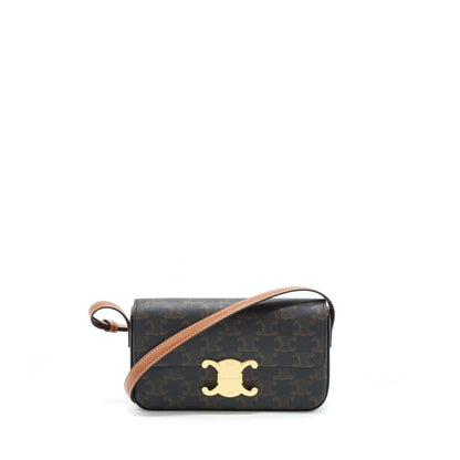 Celine Triomphe Mini Purse Calfskin Tan