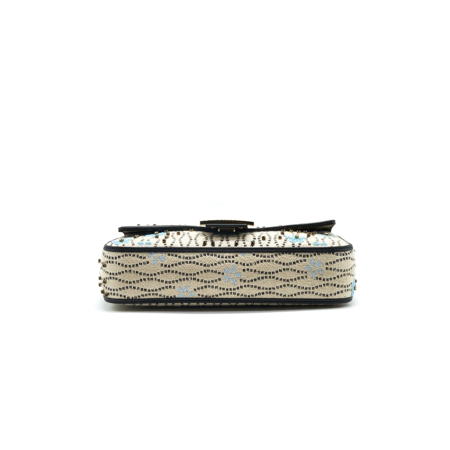 FENDI Baguette Iconic Medium White Raffia Purse Multicolor