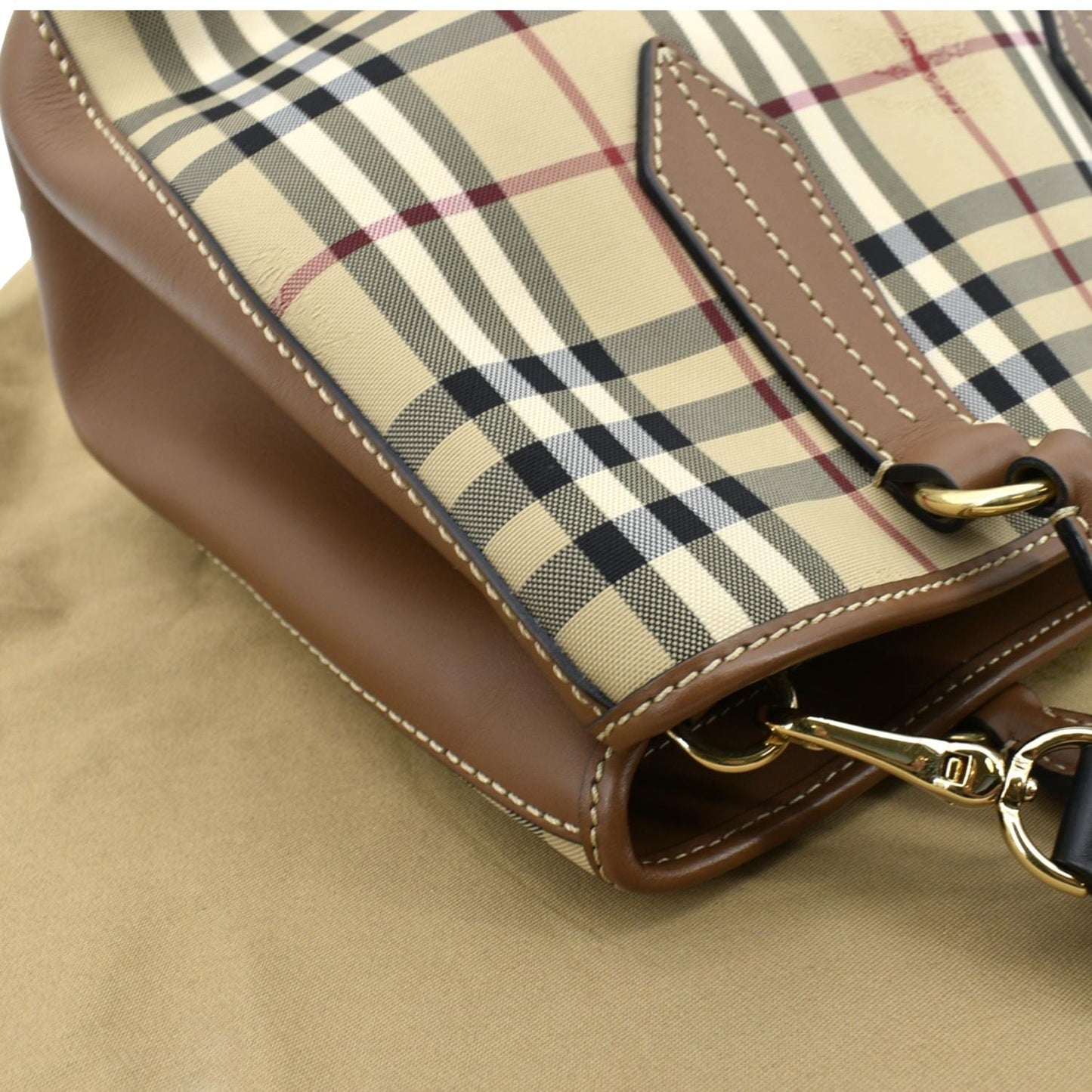 BURBERRY Medium Ballingdon House Check Canvas Crossbody Bag Beige