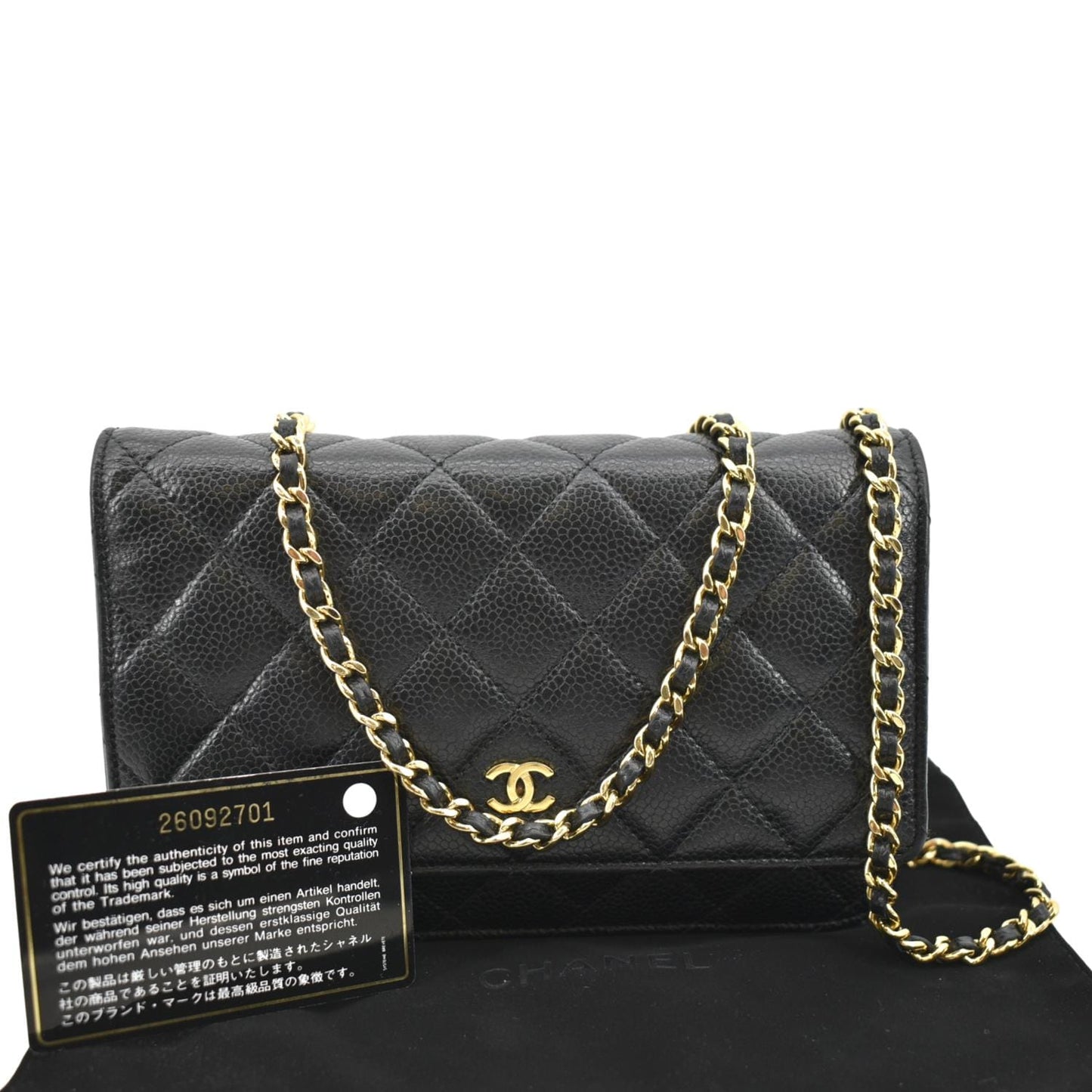 CHANEL Boy Woc Caviar Leather Wallet On Chain Clutch Bag Black