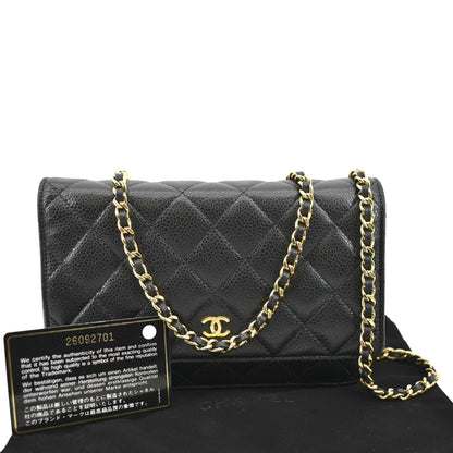 CHANEL Boy Woc Caviar Leather Wallet On Chain Clutch Bag Black