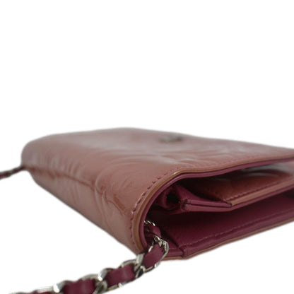 CHANEL Camellia Wallet On Chain Leather Crossbody Bag Pink
