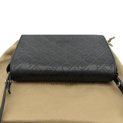 BURBERRY Hampshire Perforated Leather Crossbody Bag Black