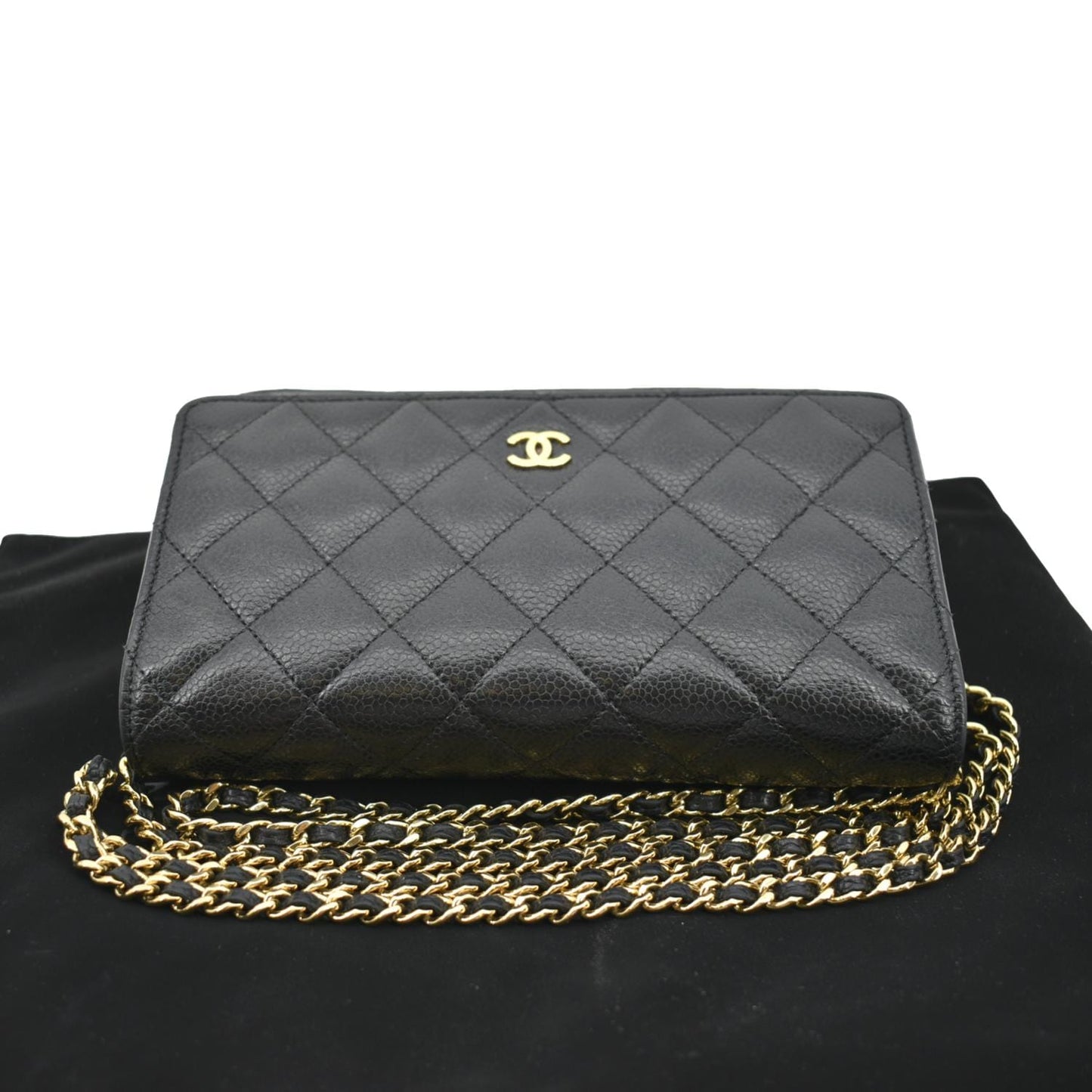 CHANEL Boy Woc Caviar Leather Wallet On Chain Clutch Bag Black
