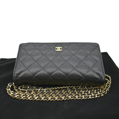 CHANEL Boy Woc Caviar Leather Wallet On Chain Clutch Bag Black