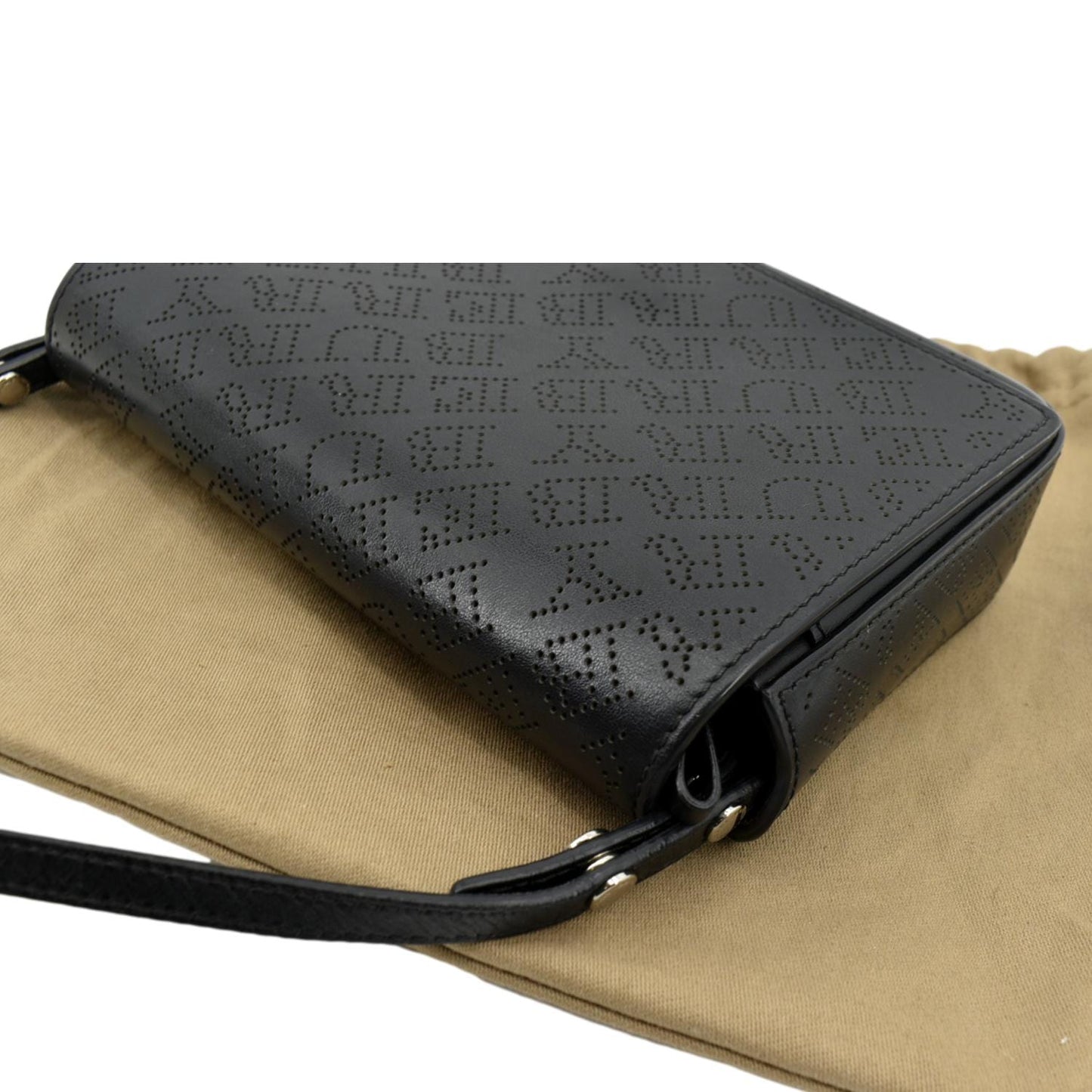BURBERRY Hampshire Perforated Leather Crossbody Bag Black