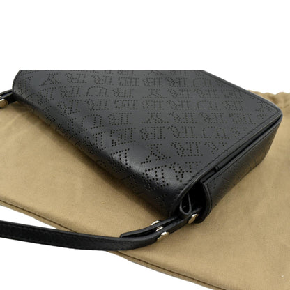 BURBERRY Hampshire Perforated Leather Crossbody Bag Black