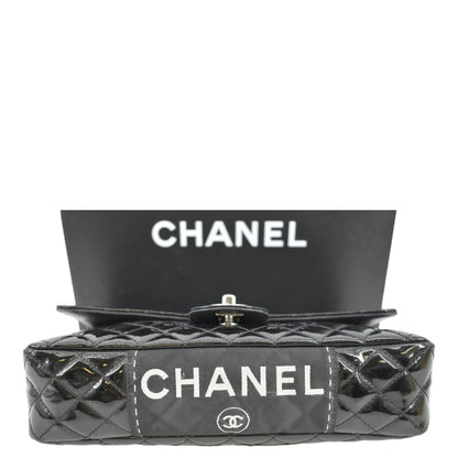 CHANEL Secret Label Flap Patent Leather Shoulder Bag Black