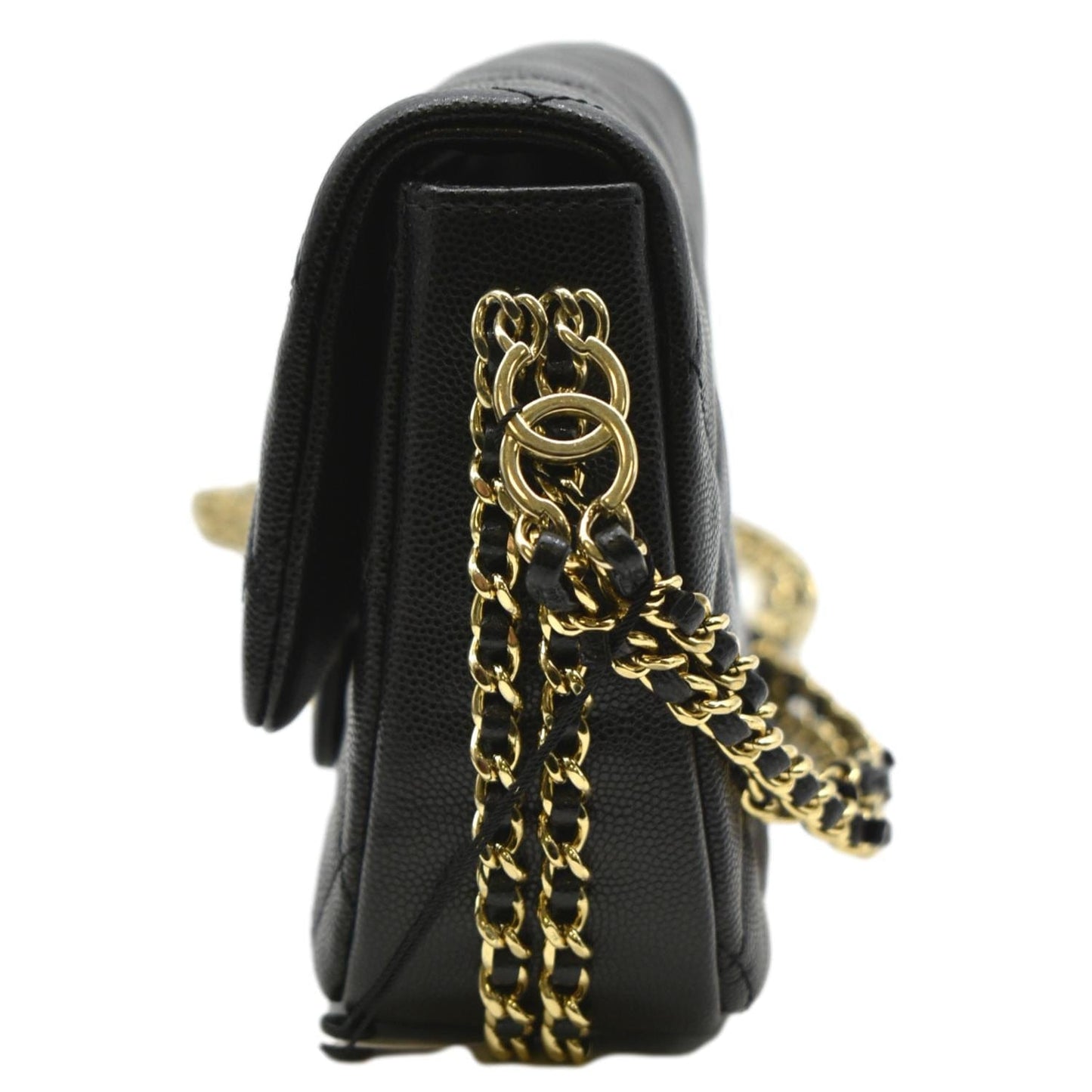 CHANEL Mini Flap Grained Calfskin Leather Shoulder Bag Black