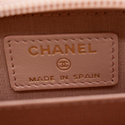 CHANEL Small Boy Caviar Leather Zip Around Wallet Pink