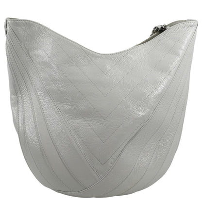 CHANEL Droplet Patent Leather Hobo Bag White