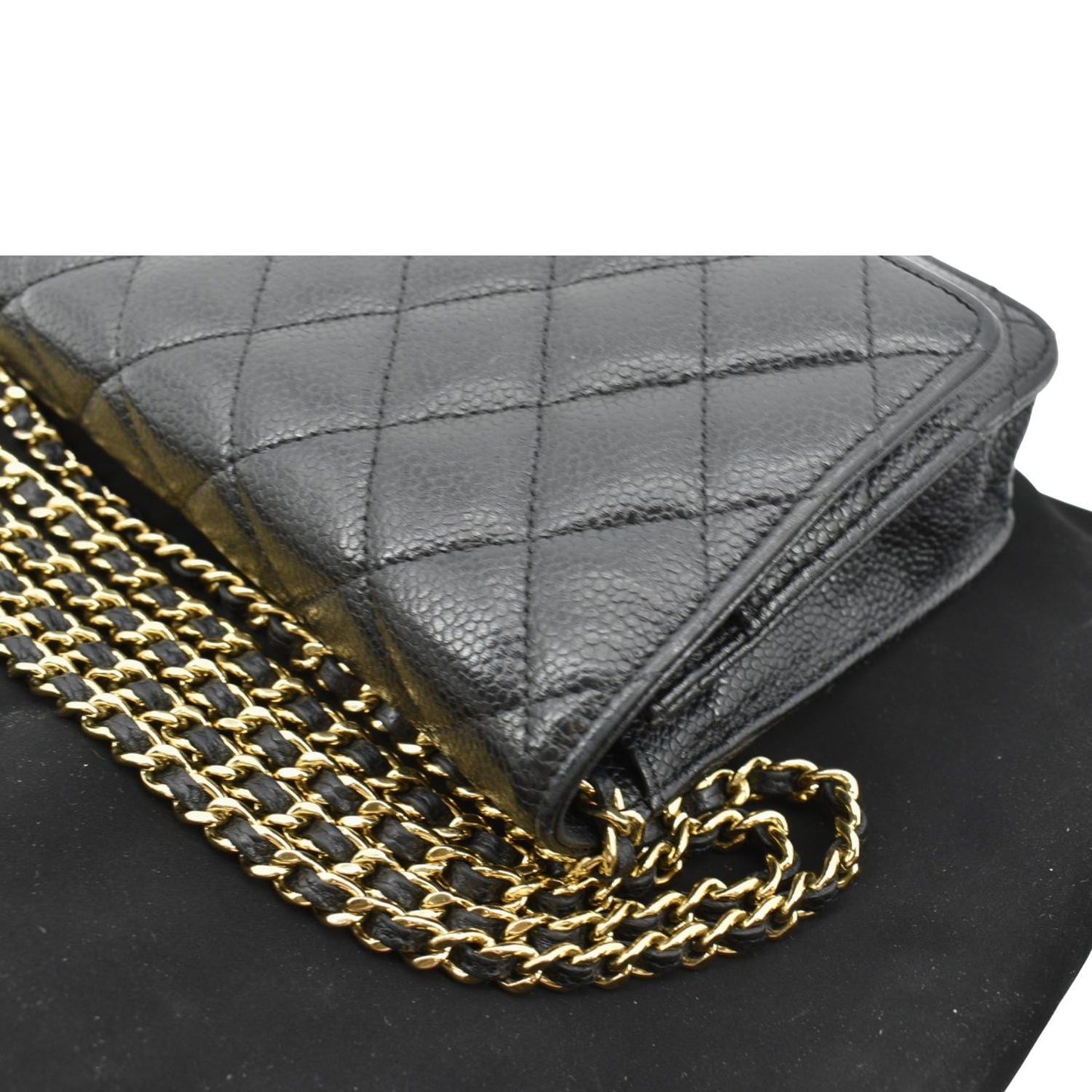 CHANEL Boy Woc Caviar Leather Wallet On Chain Clutch Bag Black