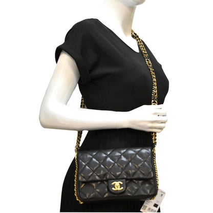 CHANEL Mini Flap Grained Calfskin Leather Shoulder Bag Black