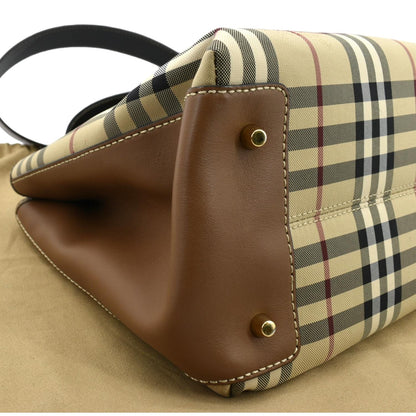 BURBERRY Medium Ballingdon House Check Canvas Crossbody Bag Beige