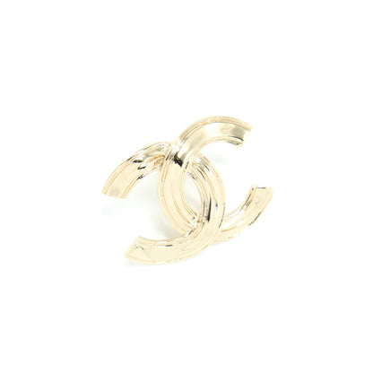 Chanel Giant CC Logo Earrings Light Gold Tone