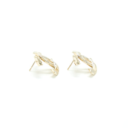 Chanel Giant CC Logo Earrings Light Gold Tone