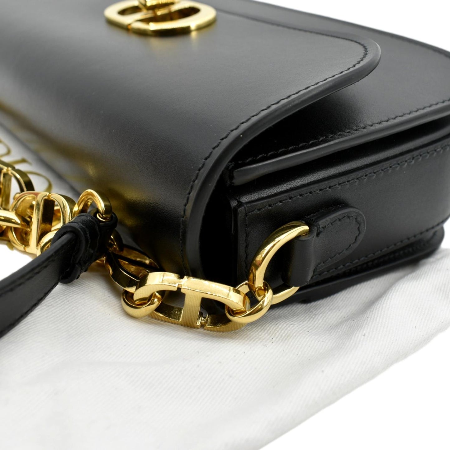 CHRISTIAN DIOR Montaigne Avenue Leather Shoulder Bag Black