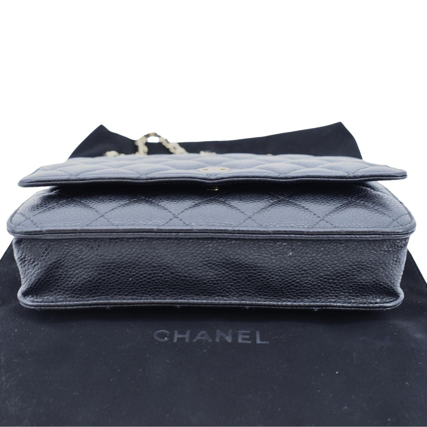 CHANEL Boy Woc Caviar Leather Wallet On Chain Clutch Bag Black