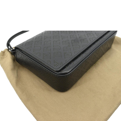 BURBERRY Hampshire Perforated Leather Crossbody Bag Black