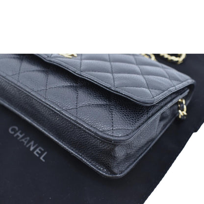 CHANEL Boy Woc Caviar Leather Wallet On Chain Clutch Bag Black