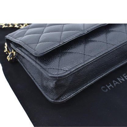 CHANEL Boy Woc Caviar Leather Wallet On Chain Clutch Bag Black
