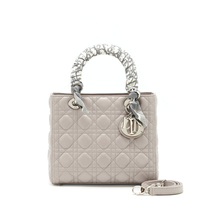 Dior Lady Dior Medium Lambskin Grey With An Extra Twilly