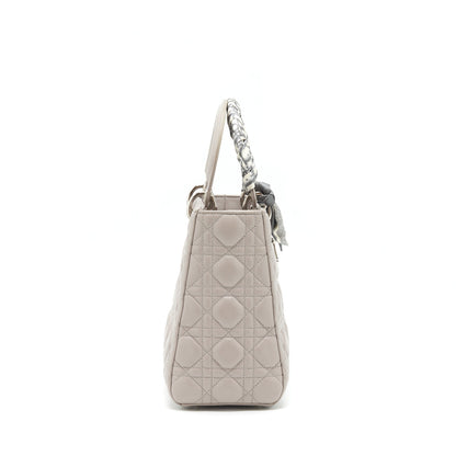 Dior Lady Dior Medium Lambskin Grey With An Extra Twilly