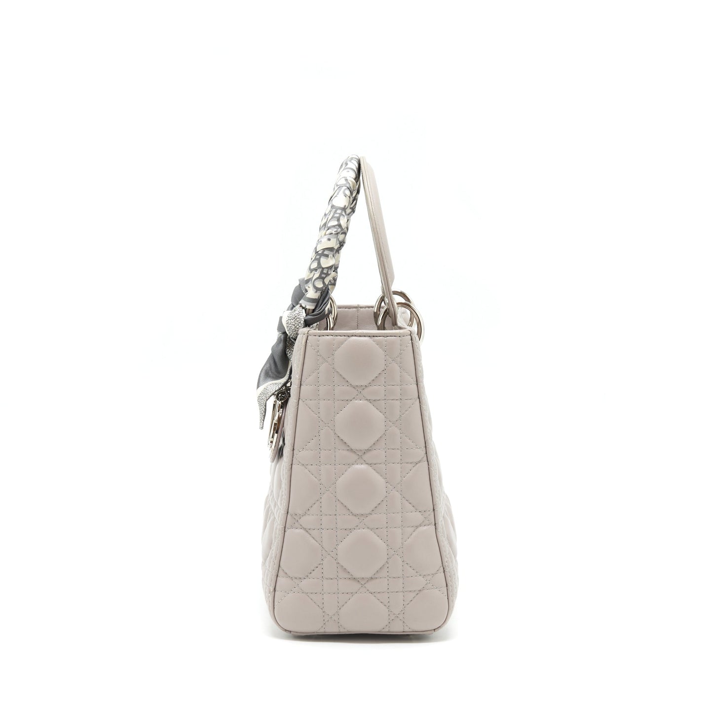 Dior Lady Dior Medium Lambskin Grey With An Extra Twilly