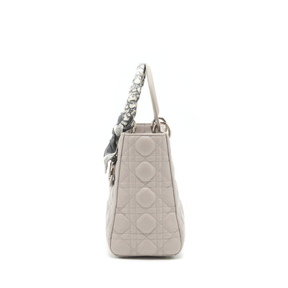Dior Lady Dior Medium Lambskin Grey With An Extra Twilly