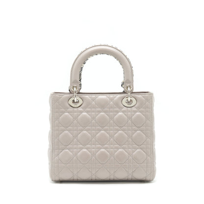 Dior Lady Dior Medium Lambskin Grey With An Extra Twilly