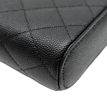 CHANEL Small Vertical Caviar Quilted Leather Chain Vanity Case Crossbody Black