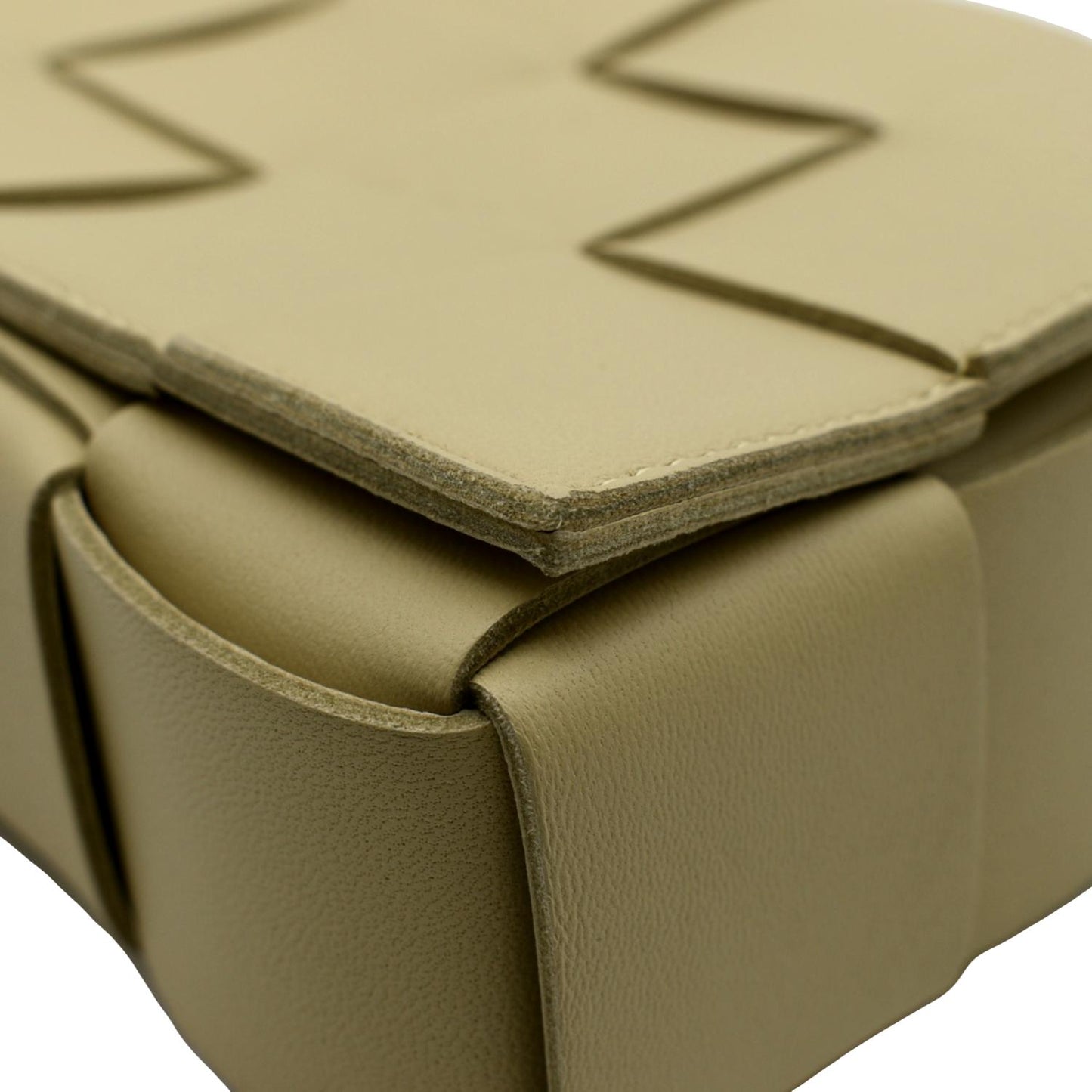BOTTEGA VENETA Cassette Intreccio Leather Crossbody Bag Beige