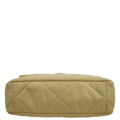 CHANEL 19 Small Flap Quilted Lambskin Leather Shoulder Bag Beige