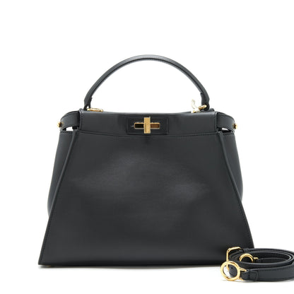 Fendi Medium Peekaboo Black Calfskin with Black/