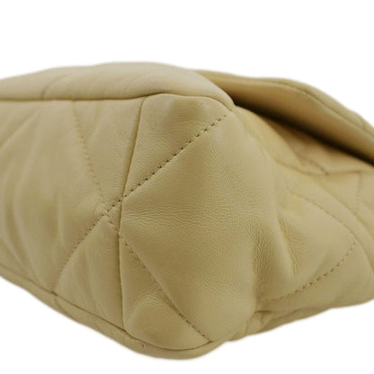 CHANEL 19 Small Flap Quilted Lambskin Leather Shoulder Bag Beige
