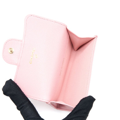 Chanel Classic Flap Card Holder Caviar Light Pink LGHW