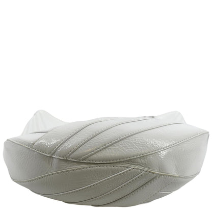 CHANEL Droplet Patent Leather Hobo Bag White