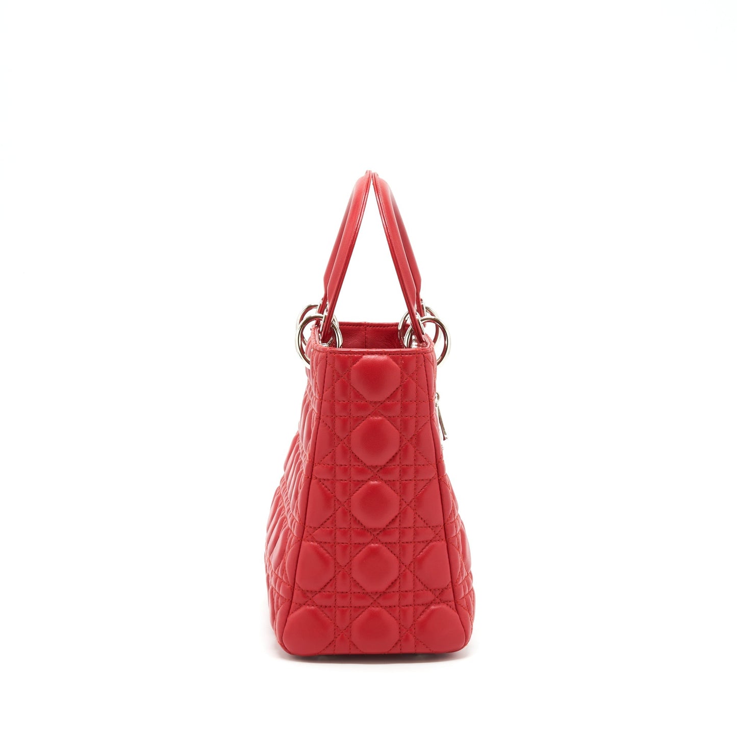 Dior Lady Dior Purse Medium Fuchsia Lambskin Red