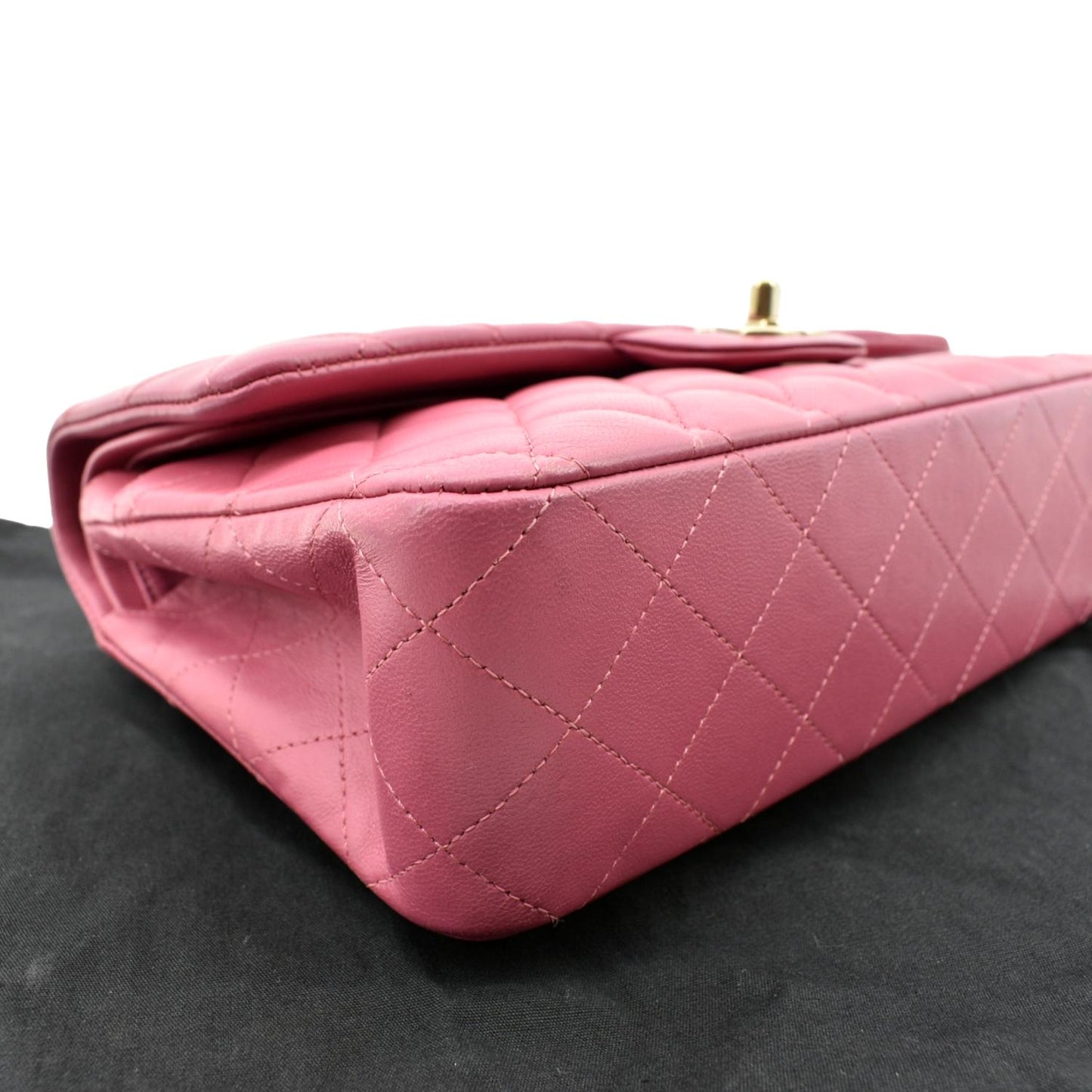 CHANEL Classic Medium Double Flap Quilted Leather Shoulder Bag Pink