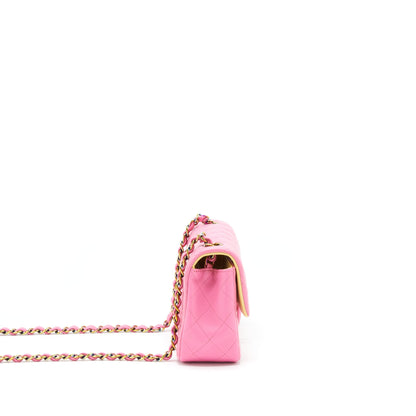 Chanel Mini Rectangular Flap Bag Lambskin Pink with Rainbow Hardware