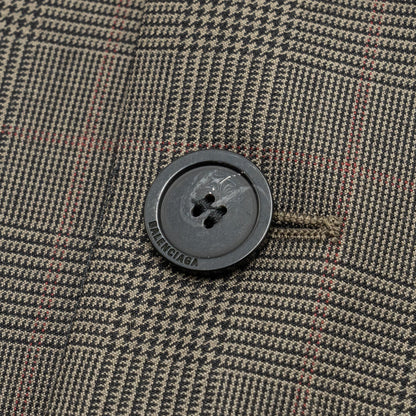 BALENCIAGA Size 42 Checked Single-Breasted Blazer Wool Dark Grey