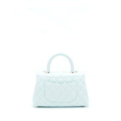 Chanel 21K Baby Blue Coco Handle Small (Old Mini) 24cm LGHW (microchip)