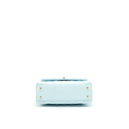 Chanel 21K Baby Blue Coco Handle Small (Old Mini) 24cm LGHW (microchip)